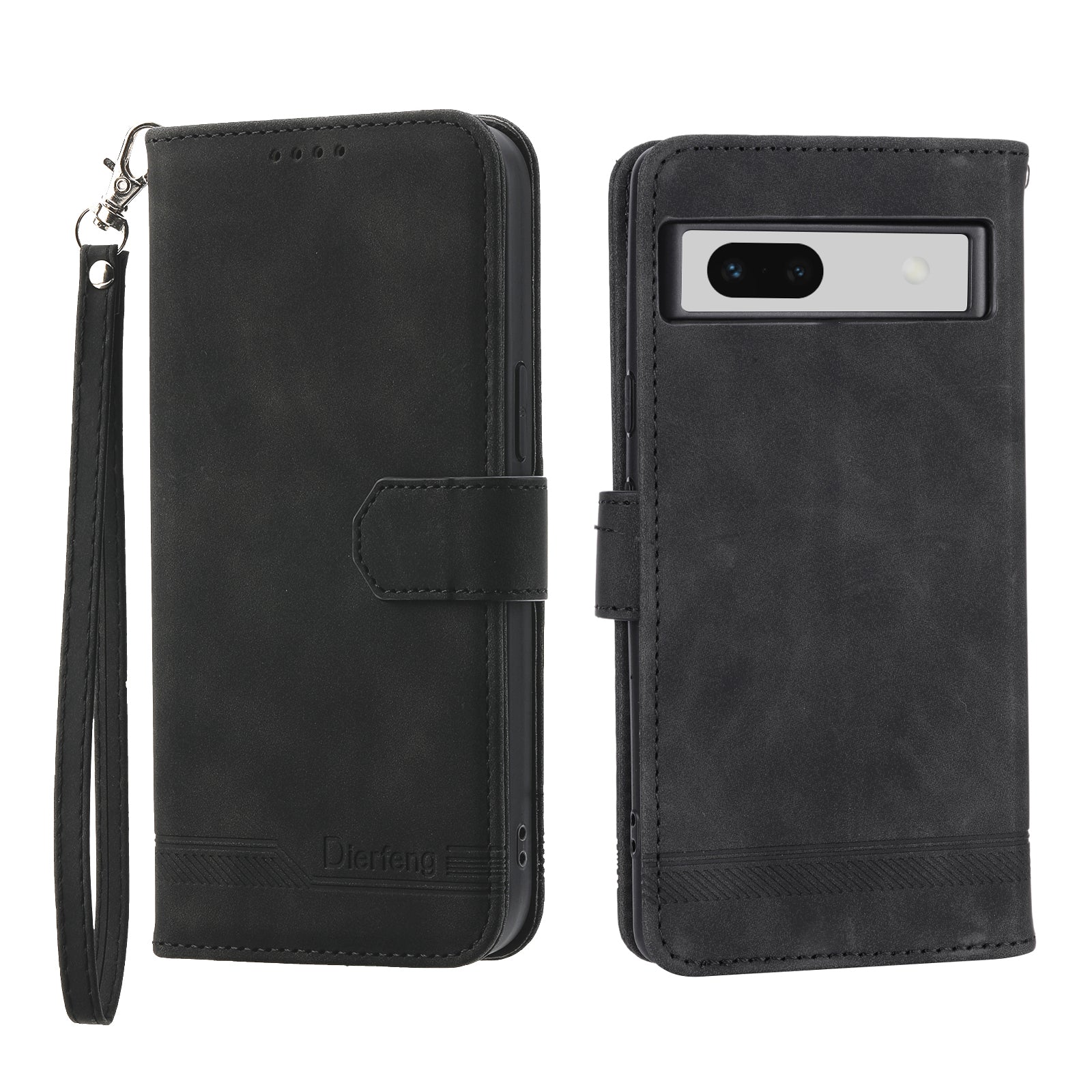 DIERFENG DF-03 PU Leather Wallet Case for Google Pixel 7a Lines Imprinted Cell Phone Stand Cover DIERFENG DF-03 PU Leather Wallet Case for Google Pixel 7a Lines Imprinted Cell Phone Stand Cover